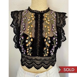 Free People Bisoux Dotted Mesh Crop